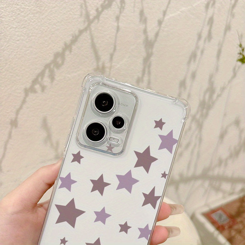 Purple Five-pointed Star This high-quality TPU transparent protective case for OPPO Realme 13PLUS 12PRO 11 10pro+ 9 Narzo N30 N50 N70 all-inclusive soft protective cover for REALME GT NEO3 C67 C63 C55 C35 C33 C31 C25Y Simple