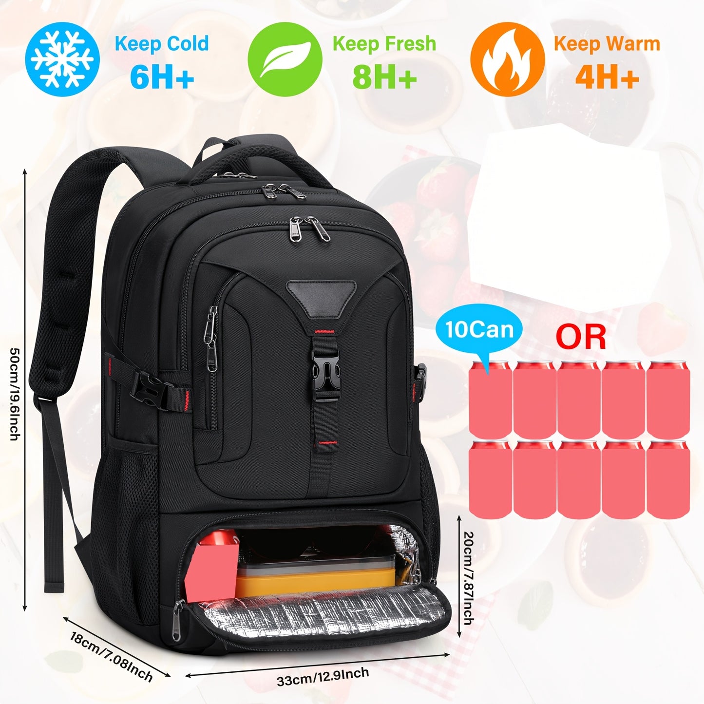 NUBILY 17.3-Inch Men'S Laptop Backpack, 50L Travel Pack, Large Work Backpack for School, College, Business - Non-Food Contact, Black Oxford Fabric with Mesh Windows, Zipper Closure, TSA-Compliant, College Backpack Sleek Bac