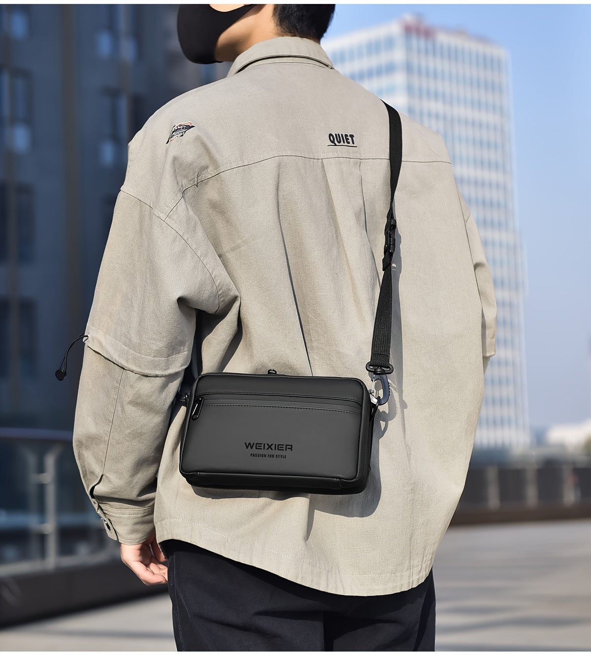 WEIXIER Unisex Fashion Messenger Bag, Shoulder Satchel with Detachable Strap, Polyester Lined, Business Briefcase for Commuting Outdoor, Ideal Gift for Husband Or Boyfriend