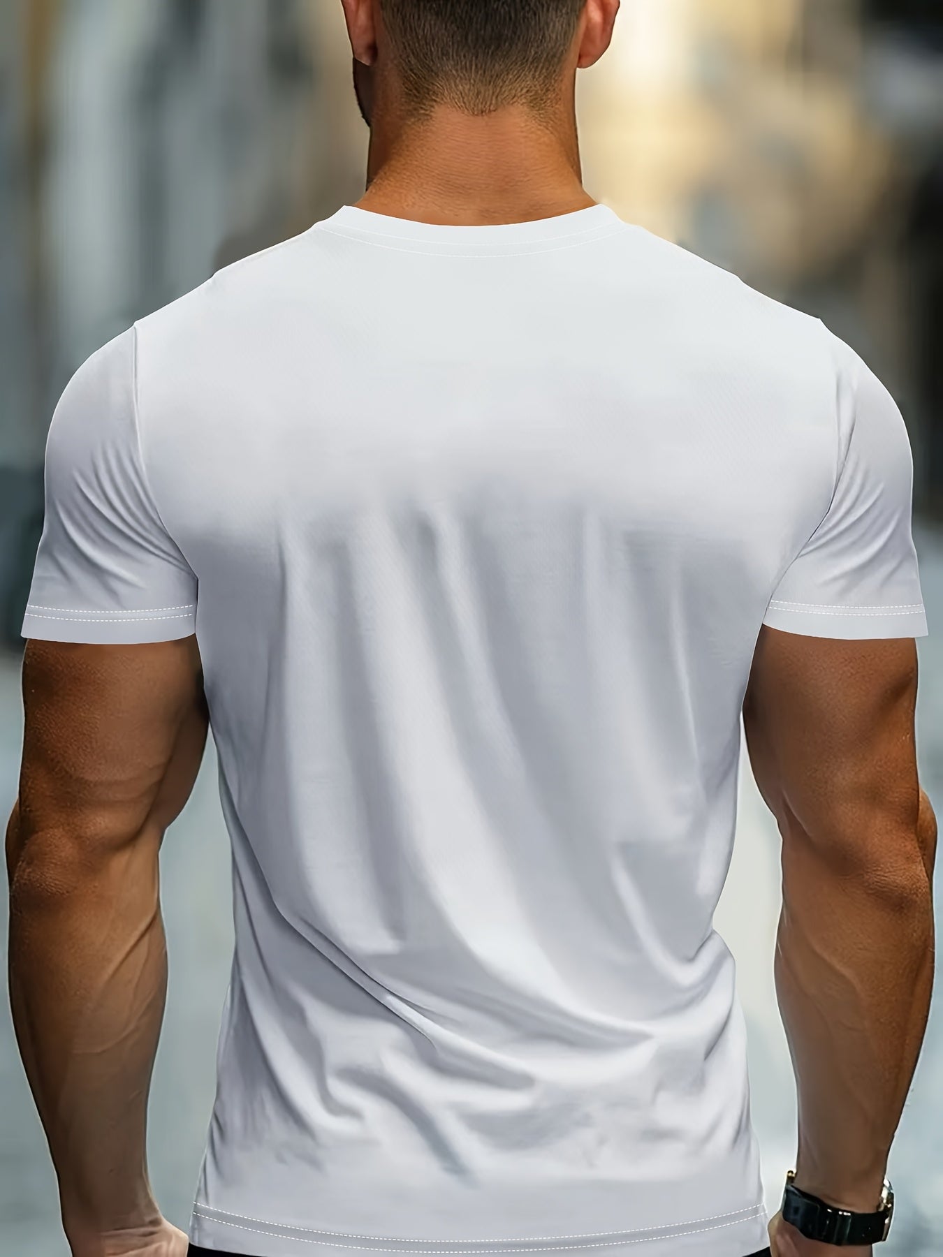 Men'S Bold Black Graphic T-Shirt - Lightweight Everyday Casual Tee for Sports Formal Events - Breathable Round Neck Shirt - Easy-Care Everyday Essential Top, Sports Friendly Apparel, Modern Casualwear, Comfortable Fit, Stre