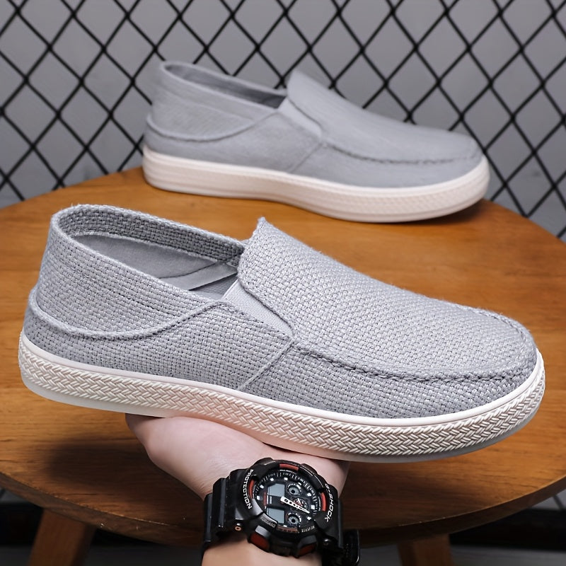 Men's Slip-On Casual Shoes - Lightweight Breathable Fabric Upper Durable Rubber Sole, Low-Top Comfortable Walking Shoes for Daily Wear, Outdoor Activities, Vacation - Black, Sleek Design, Flexible Sole, Urban Style