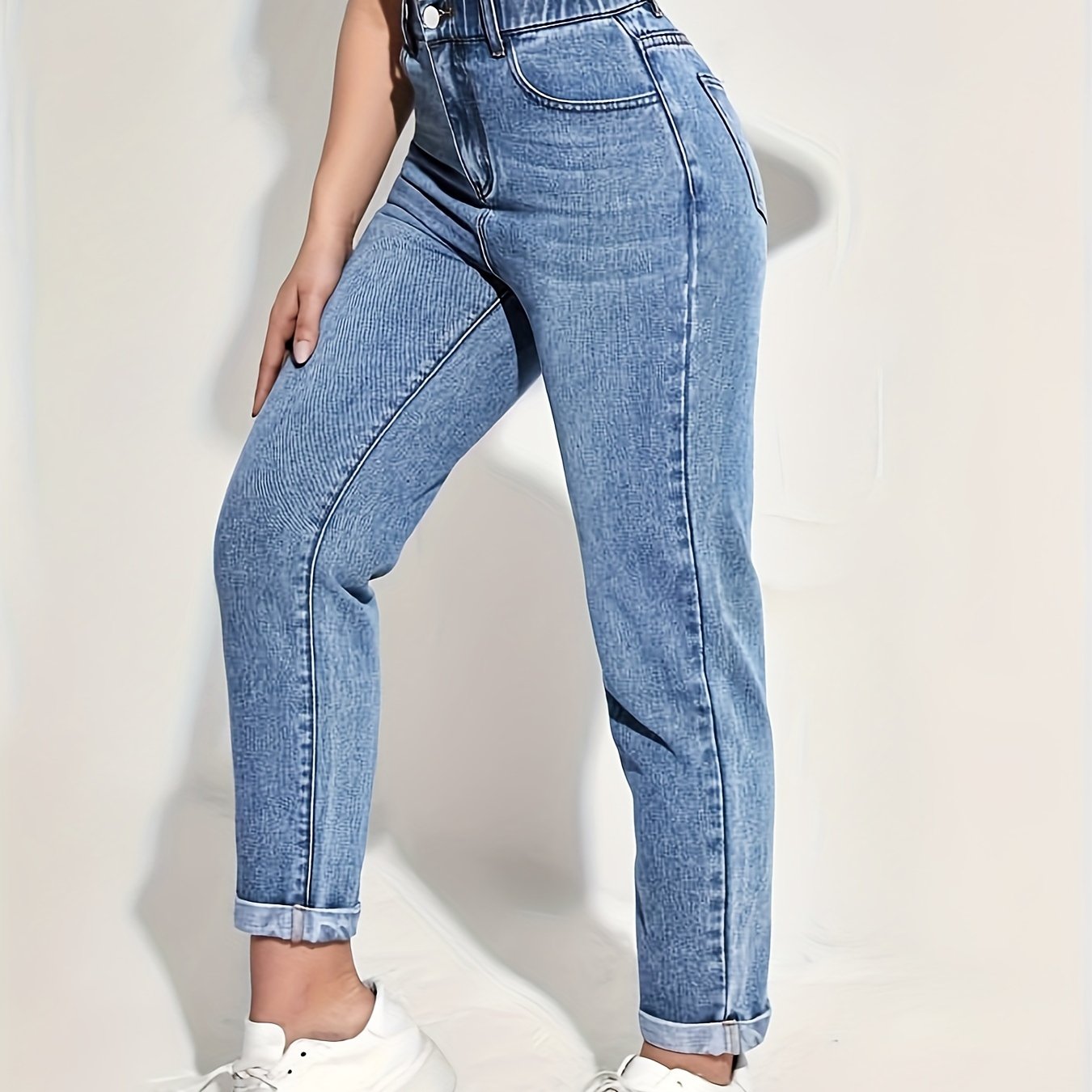 Կանացի Slim-Fit ձգվող ջինսե ջինսեր՝ առաձգական գոտկատեղով - հետույքի բարձրացում, հարմարավետ տեղավորում, լվացվող մեքենայում