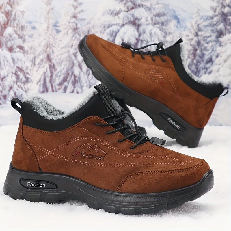 Men's Warm and Comfortable Winter Snow Shoes - Non-Slip Ankle Boots for Outdoor Hiking and Trekking with Plush Lining