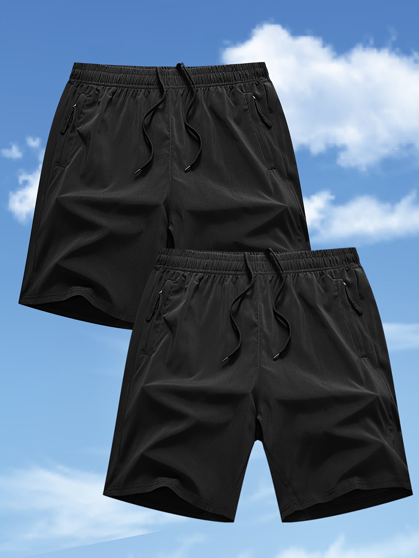 Men'S Summer Shorts in a Set of Two, Loose-Fitting, Breathable, Solid Color, Quick-Drying, Lightweight And Trendy.