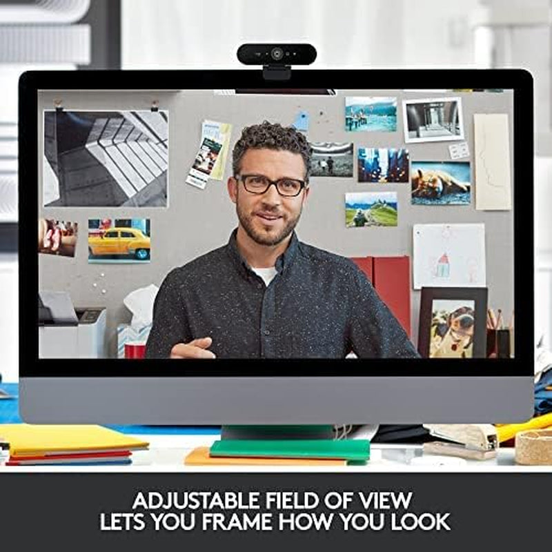 Logitech Brio PRO X 4K Webcam, Ultra 4K HD Video Calling, Noise-Canceling Mic, HD Auto Light Correction, Adjustable Field of View, Microsoft Teams, Zoom, Google Voice, Pc/Mac/Laptop/Macbook/Tablet