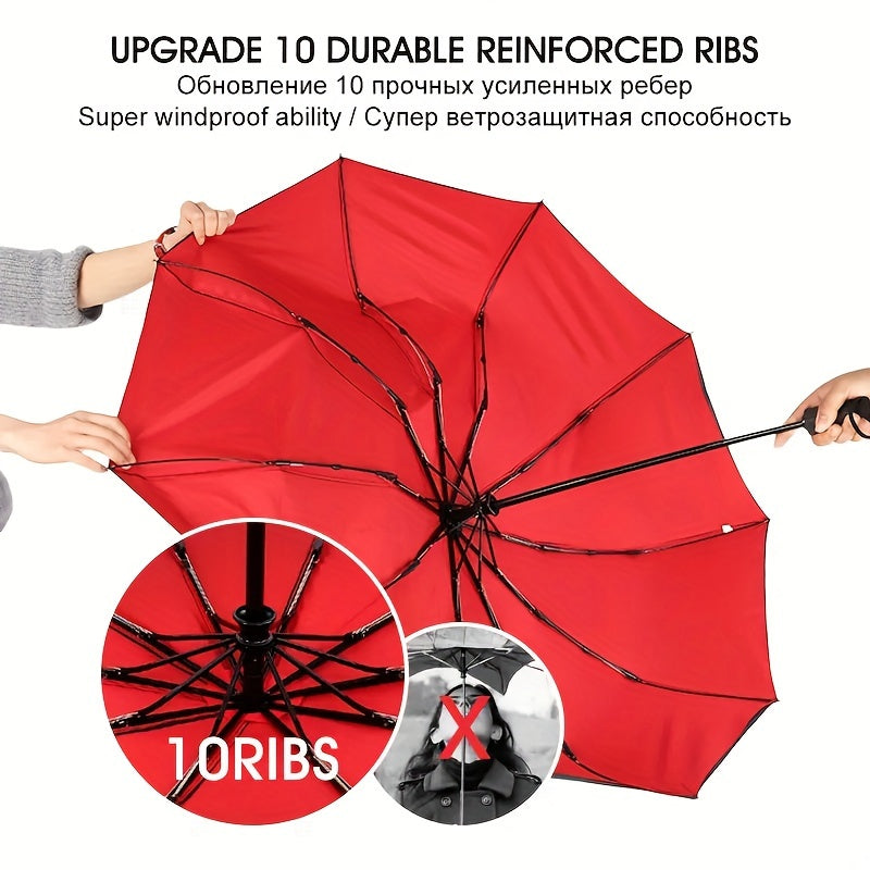 Automatic Open/Close, Windproof Tri-Fold Umbrella - Durable, Thickened Canopy for Enhanced Rain Protection, Ideal for Business Use, Automatic Folding Umbrella