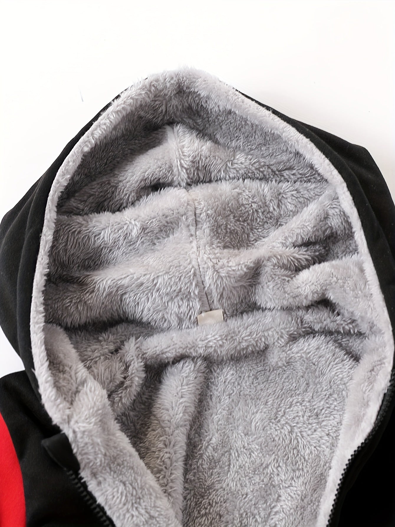 1pc Boys Stylish Color Block Fleece Lining Hooded Jacket, Long Sleeve Zip Up Jacket, Kids Clothes Outdoor
