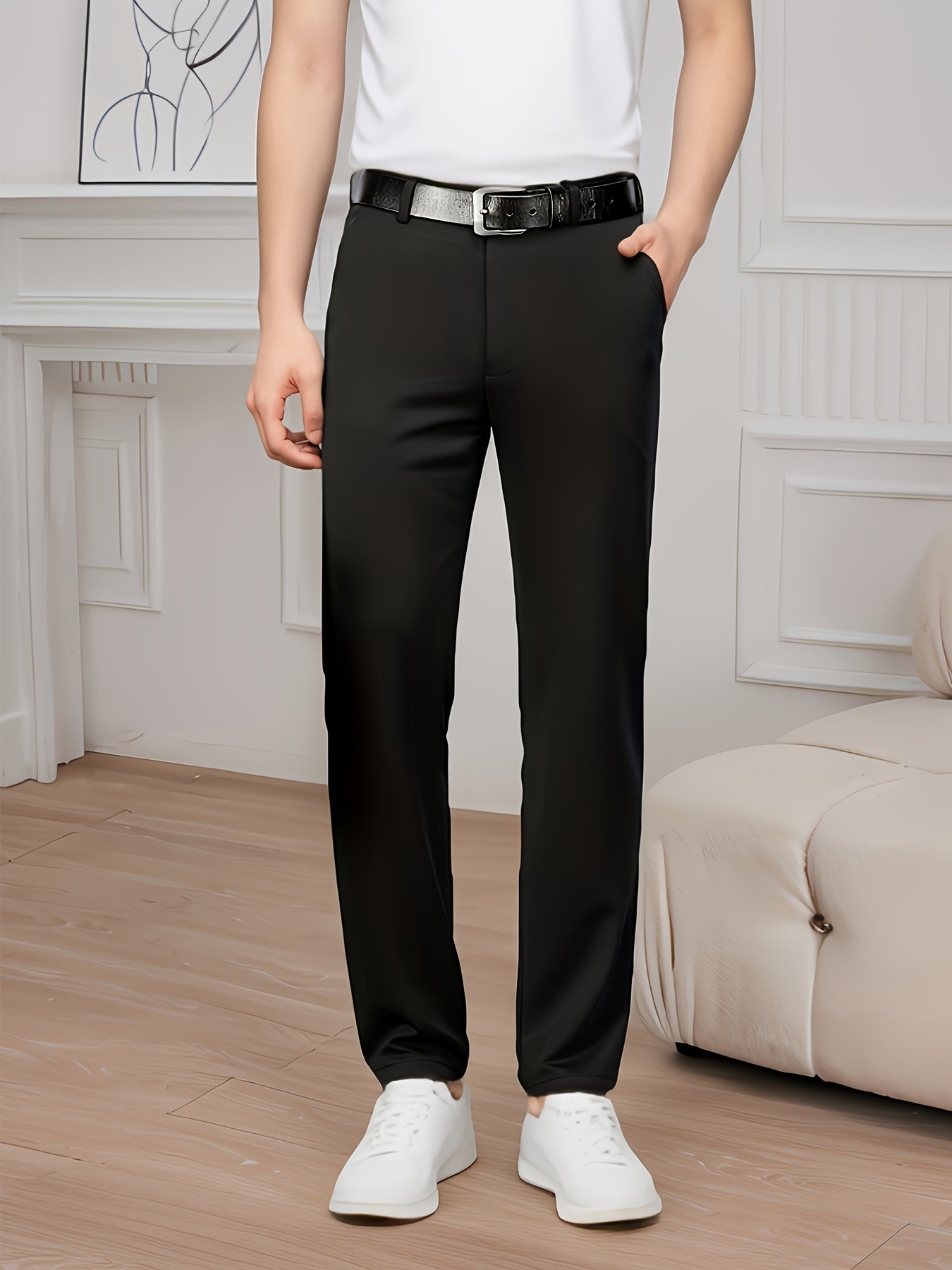 Classic Men'S Dress Pants, Solid Color Trousers for Spring And Summer Business Occasions, Featuring a Timeless Luxurious Style, Y90.