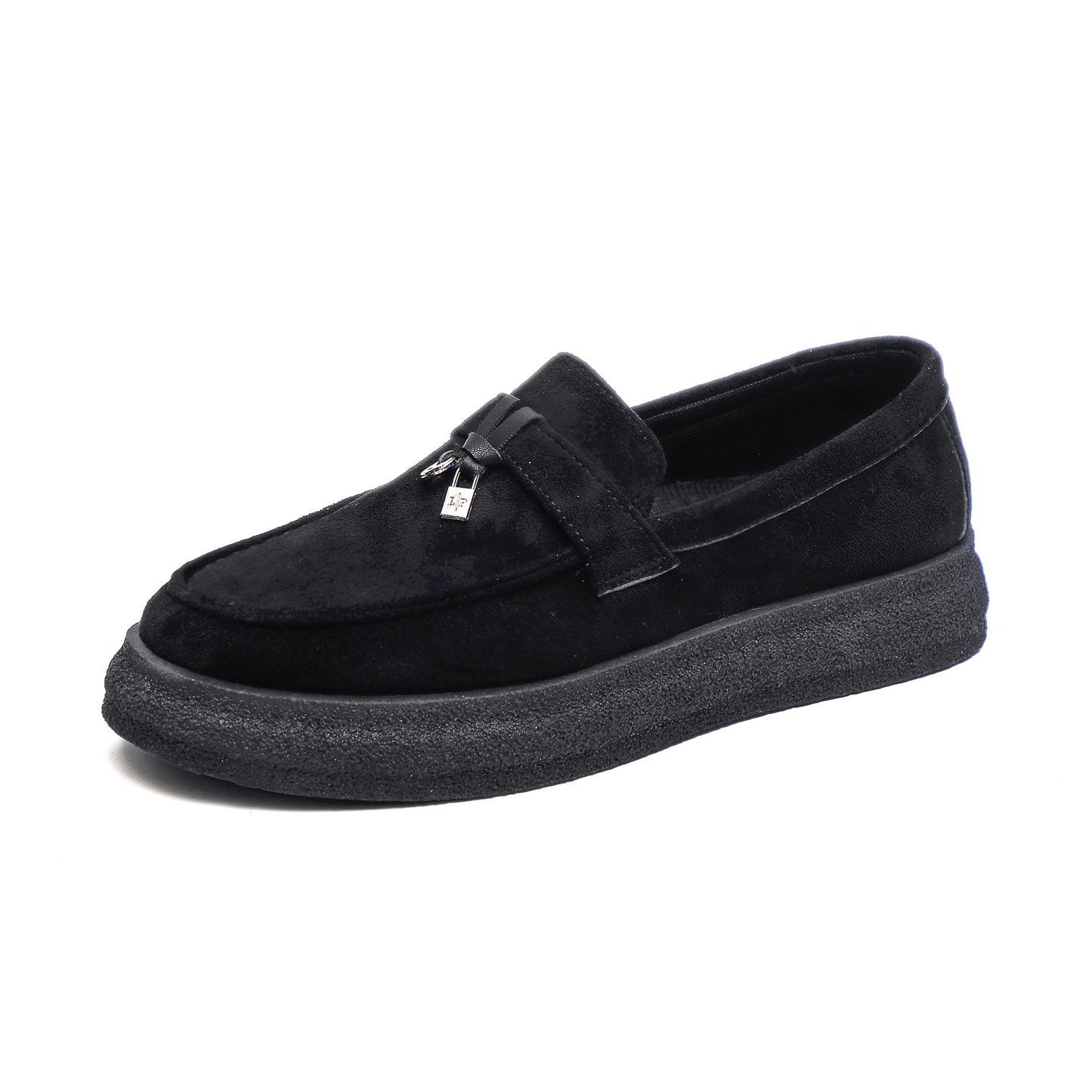 Men's Platform Casual Loafers with Metal Pendant Slip-On Shoes