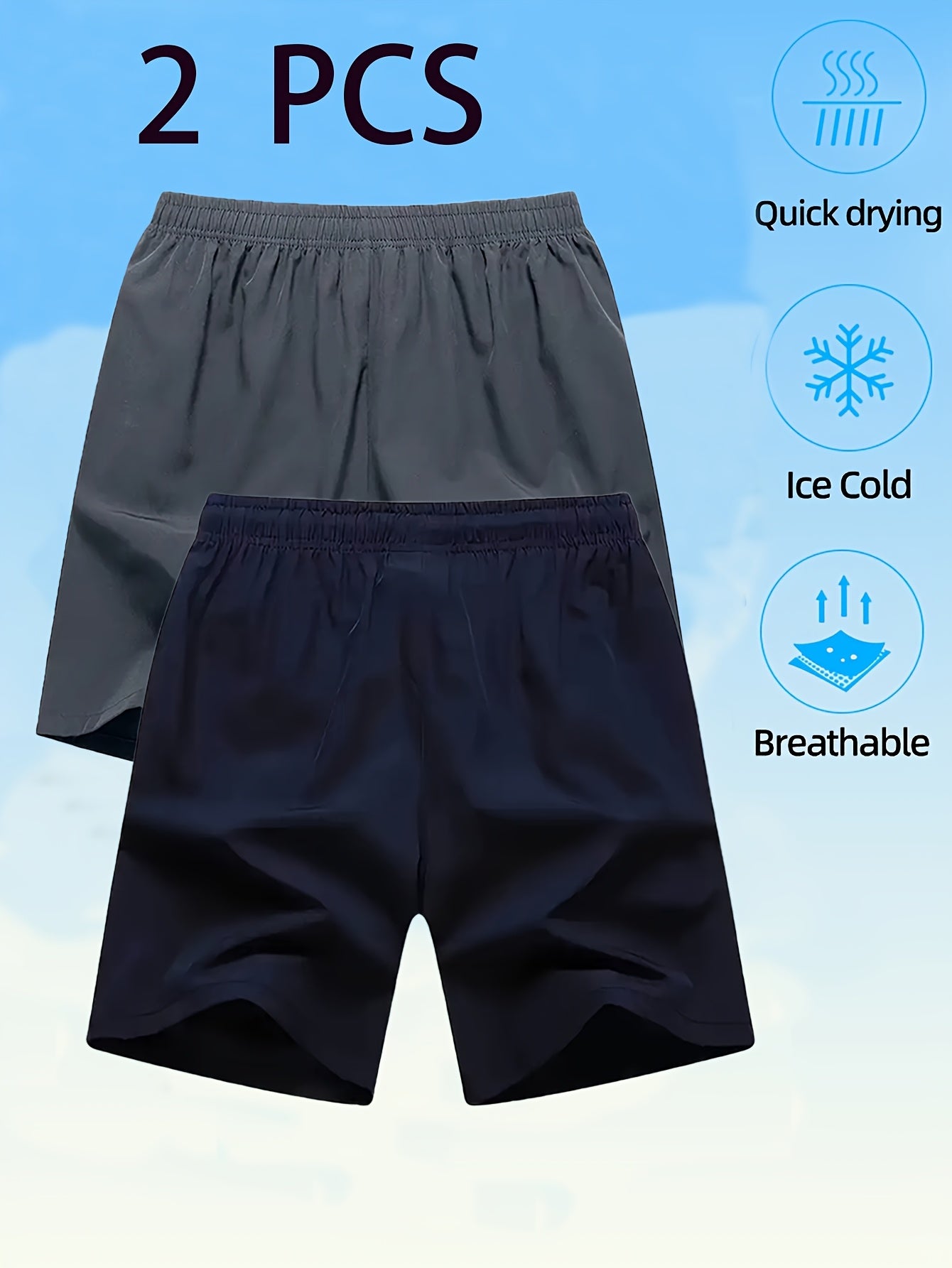 2pcs Men'S Casual Printed Polyester Shorts with Slight Stretch, Luminous Details, and Quick Drying Lining