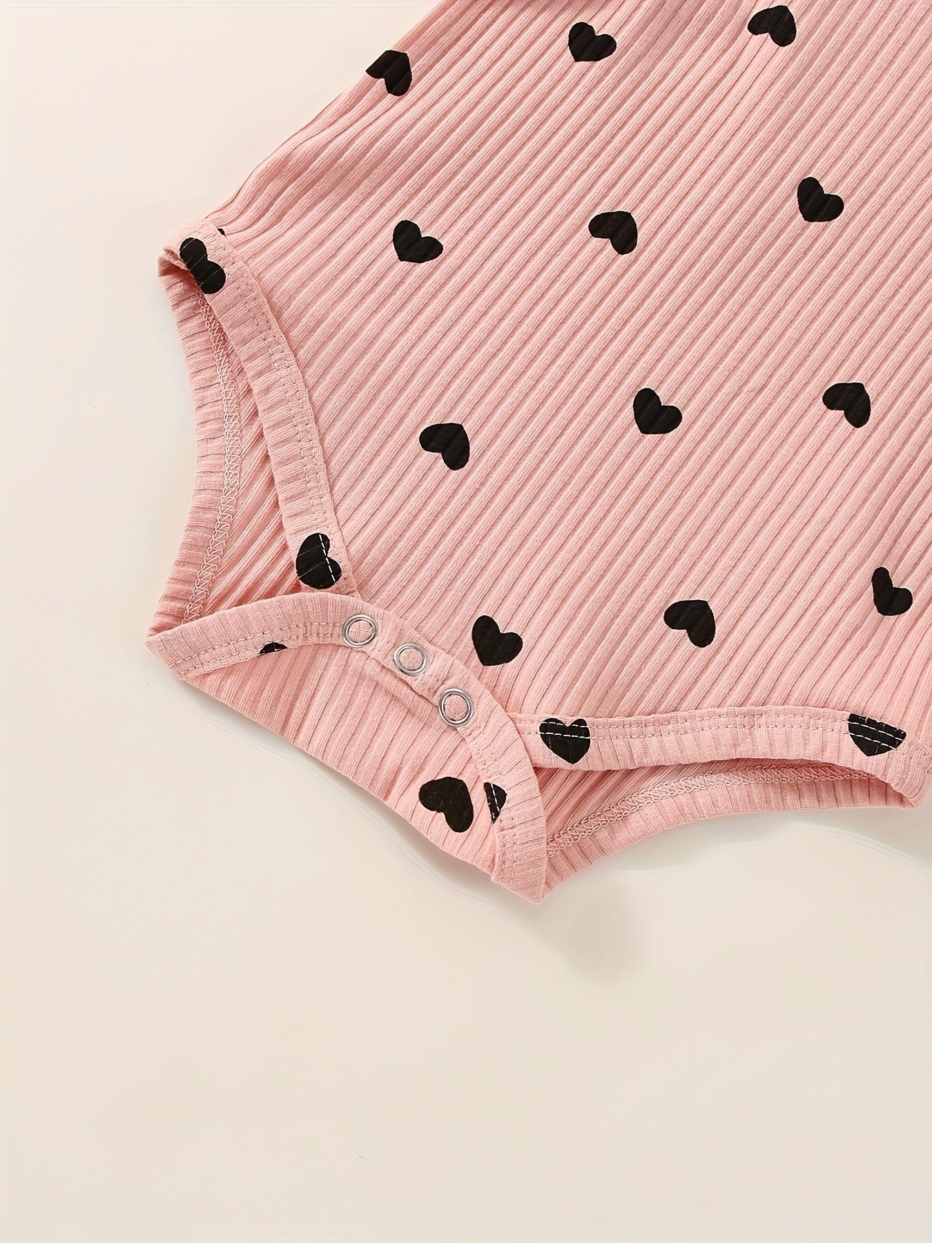 3pcs Baby Girl Outfit Set, Cute Ribbed Ruffle Long Sleeve Romper & Pants, 95% Cotton 5% Spandex, Crew Neck Pullovers, Solid Color, Regular Fit, No Belt, Fall/Winter Knit Fabric, 0-18 Months, for Outdoor