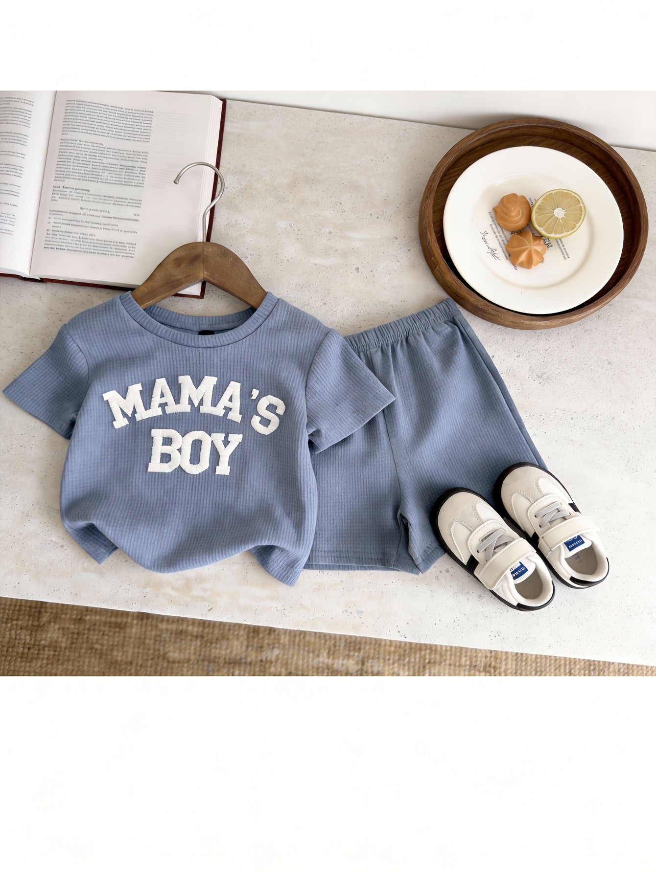 Boys' Casual Summer 2-Piece Pullover Set with Alphabet Print