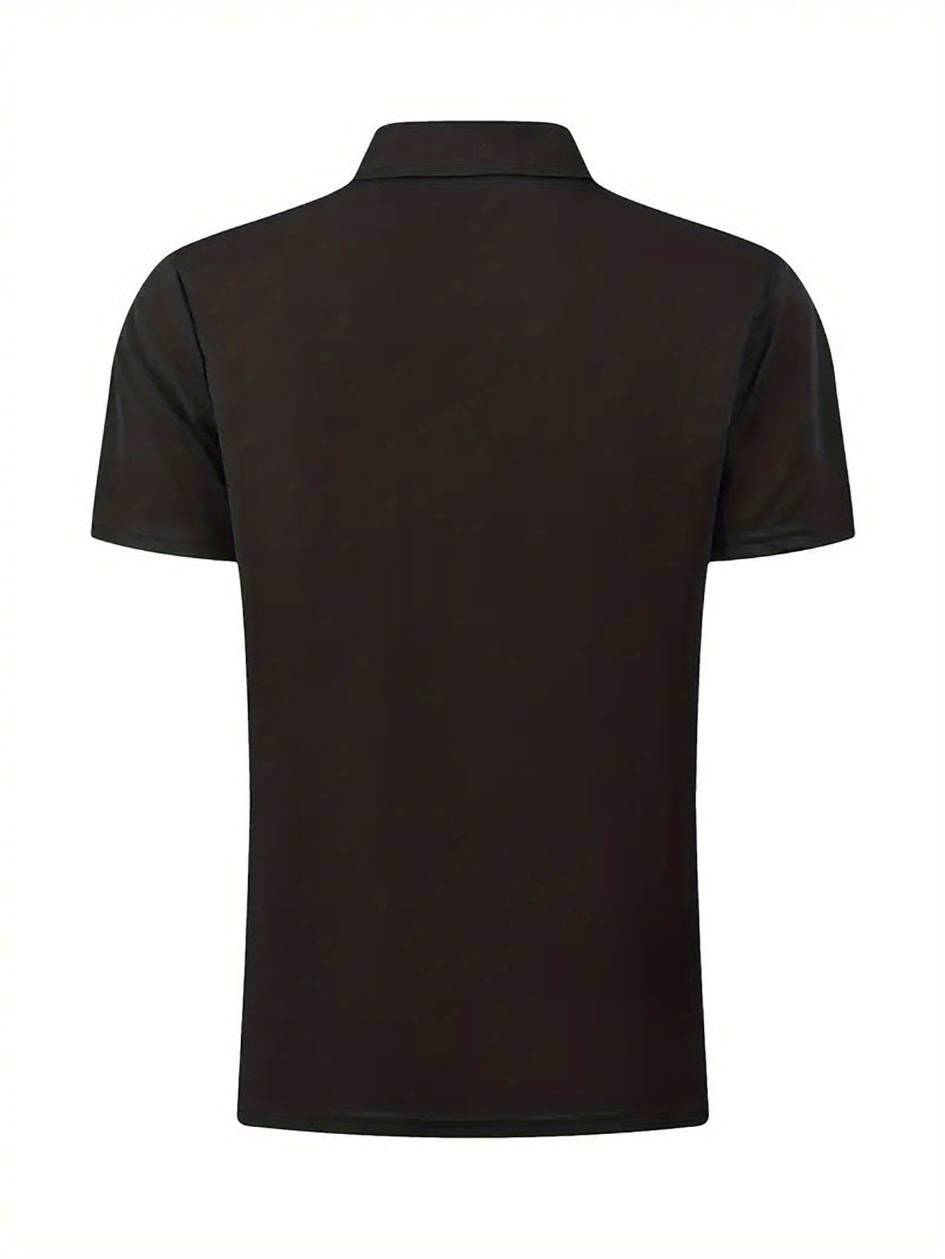Men's Summer Classic Collar Half-Zip Casual T-Shirt - Solid Black, Breathable Regular Fit Short Sleeve Top for Casual Attire & Semi-Formal Occasions, Semiformal Attire | Halfzip Shirt | Smooth Fabric Finish