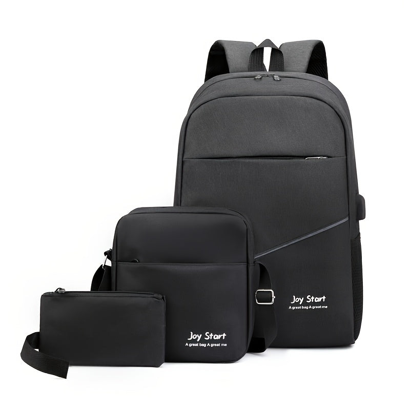 Business Laptop Backpack Business Charging Large Capacity Casual Three-Piece Set Bag