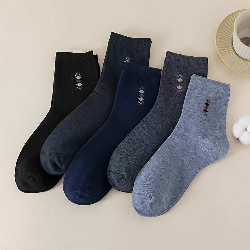 5 Pairs of New Four Seasons Warm and Sweat-absorbing Simple and Versatile Men's Business Long Socks