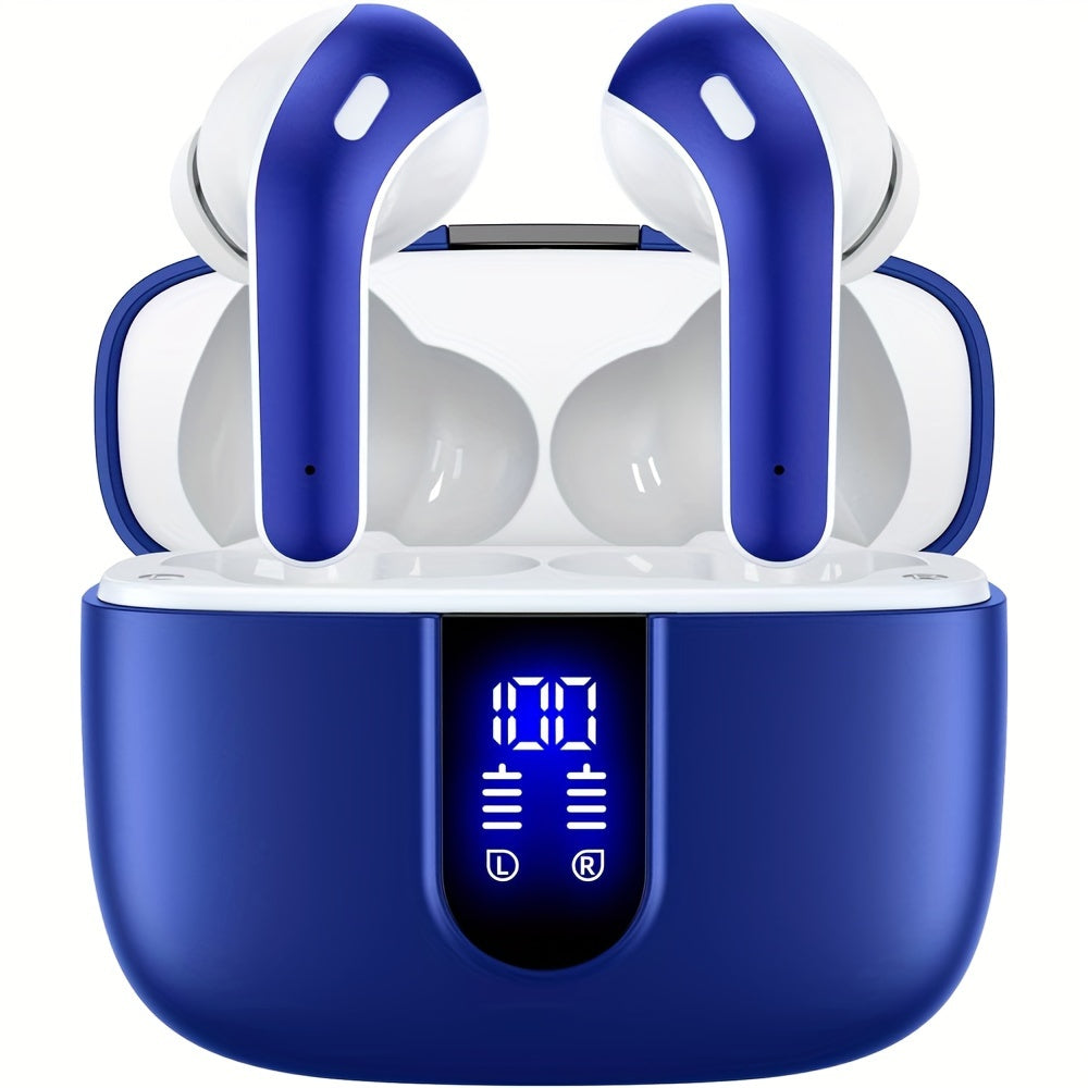 Wireless Earbuds with Mic, Earphones With LED Display, In-Ear Headphones With Mini Charging Case, TWS Headset For Men/Women