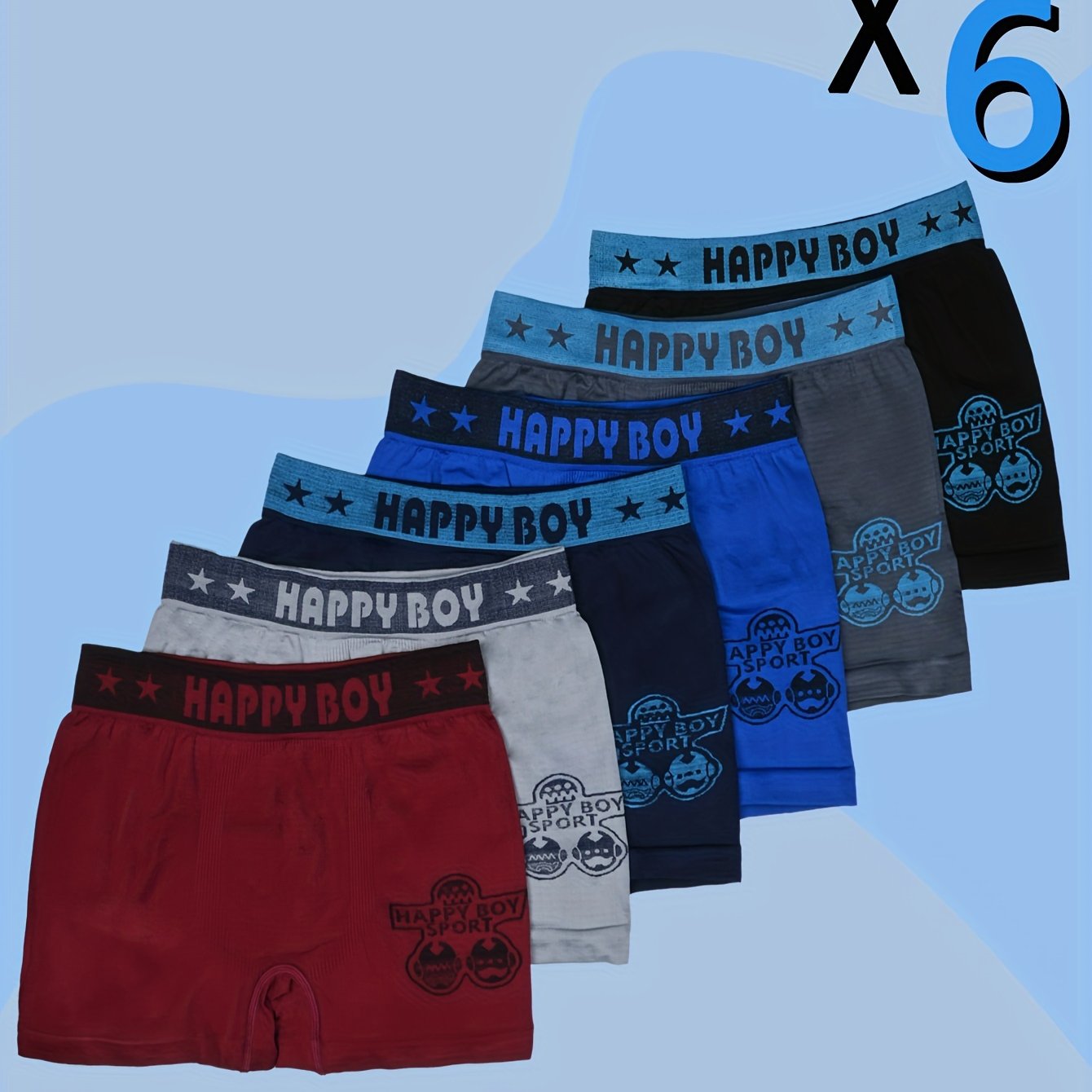 SIETE ROSA 'Boxer Briefs 6-pack - պոլիեսթեր և էլաստանե սպորտային ոճի ներքնազգեստ դիմանկարային նախշով, միջին ձգվող տրիկոտաժե գործվածք, 12 տարեկանից ցածր տարիքի բոլոր սեզոնային հարմարավետություն – Kite Doll Print