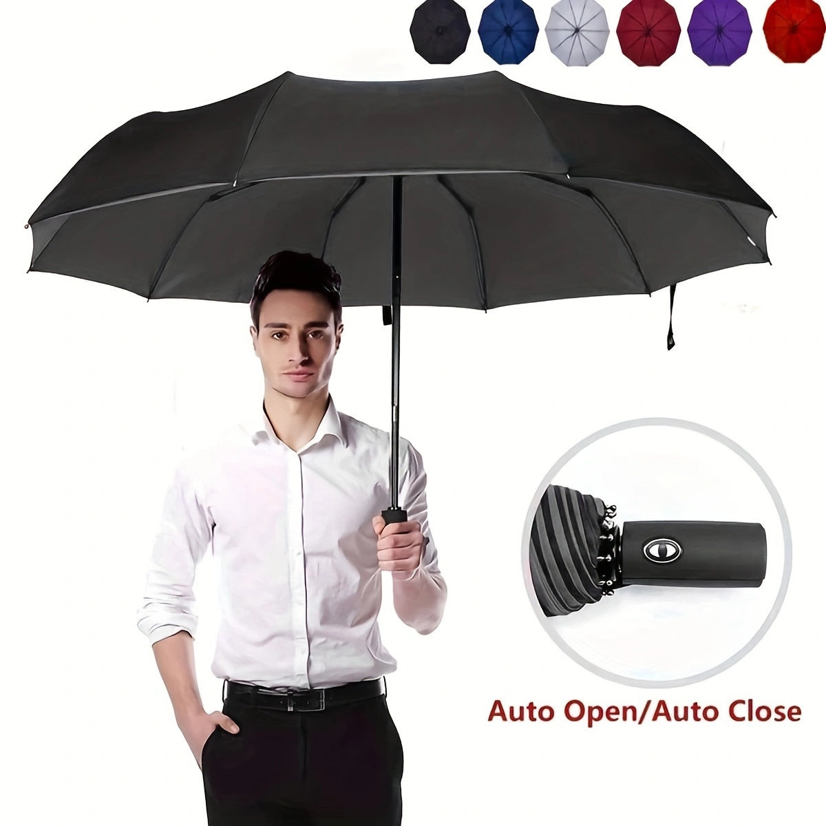 Automatic Open/Close, Windproof Tri-Fold Umbrella - Durable, Thickened Canopy for Enhanced Rain Protection, Ideal for Business Use, Automatic Folding Umbrella