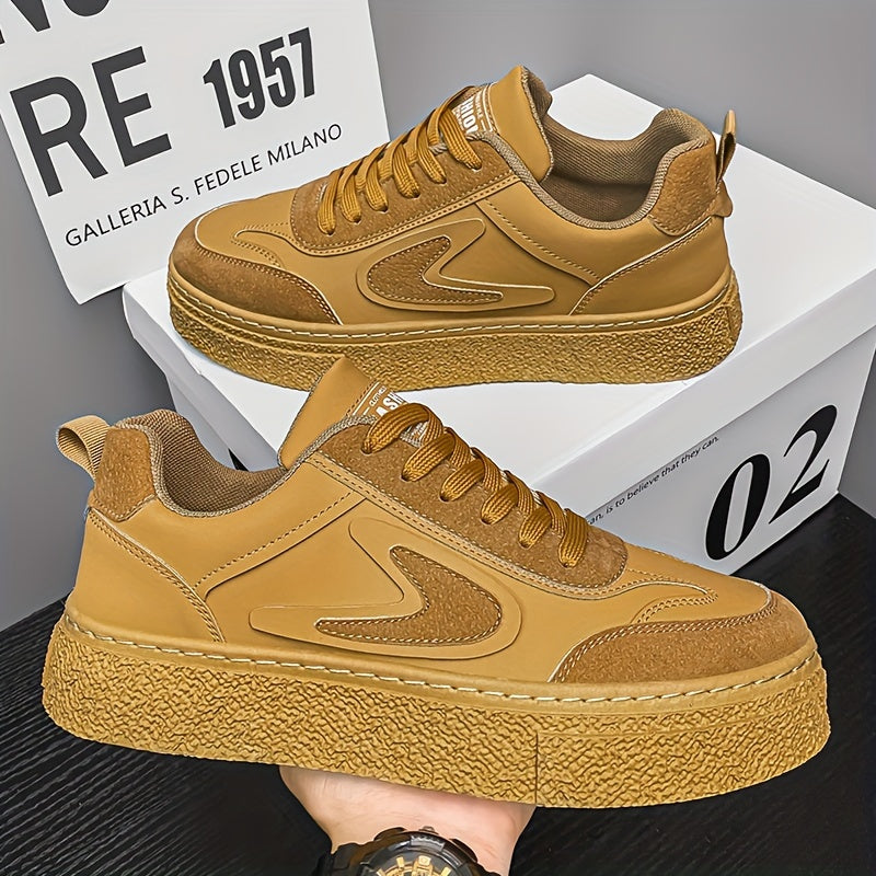 Men's Fashion Sneakers - Casual Lace-Up, All-Season Grip Shoes with Durable PU & EVA Material, Movement Style, Leisure Style, Four Seasons