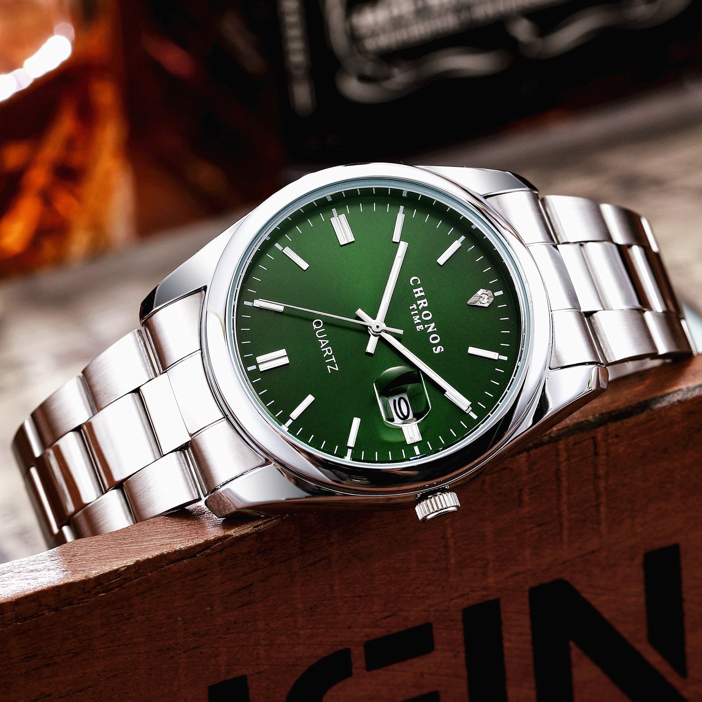 CHRONOS Men's Classic Popular Watch With Stainless Steel Strap, Business Calendar Luminous Watch