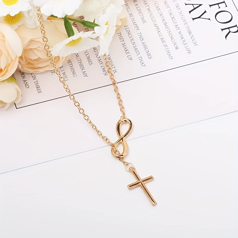 Մինիմալիստական Lucky 8 նիշանոց Cross Short Necklace Jewelry