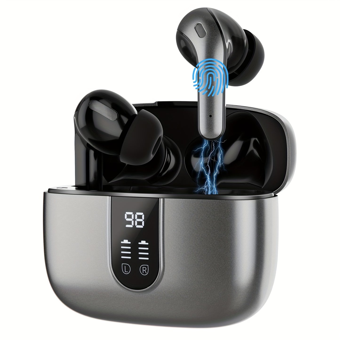 Wireless Earbuds with Mic, Earphones With LED Display, In-Ear Headphones With Mini Charging Case, TWS Headset For Men/Women