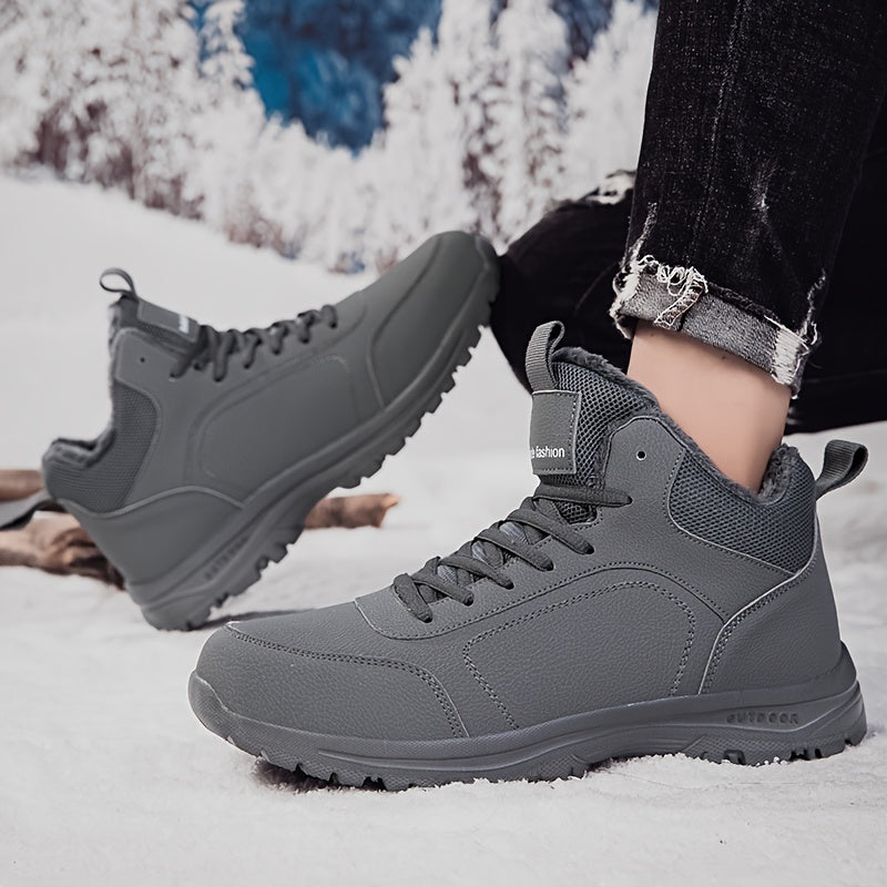 Men's Winter High-Top Footwear - Thick Insulation for Cold Protection, Comfortable Hiking and Walking Shoes