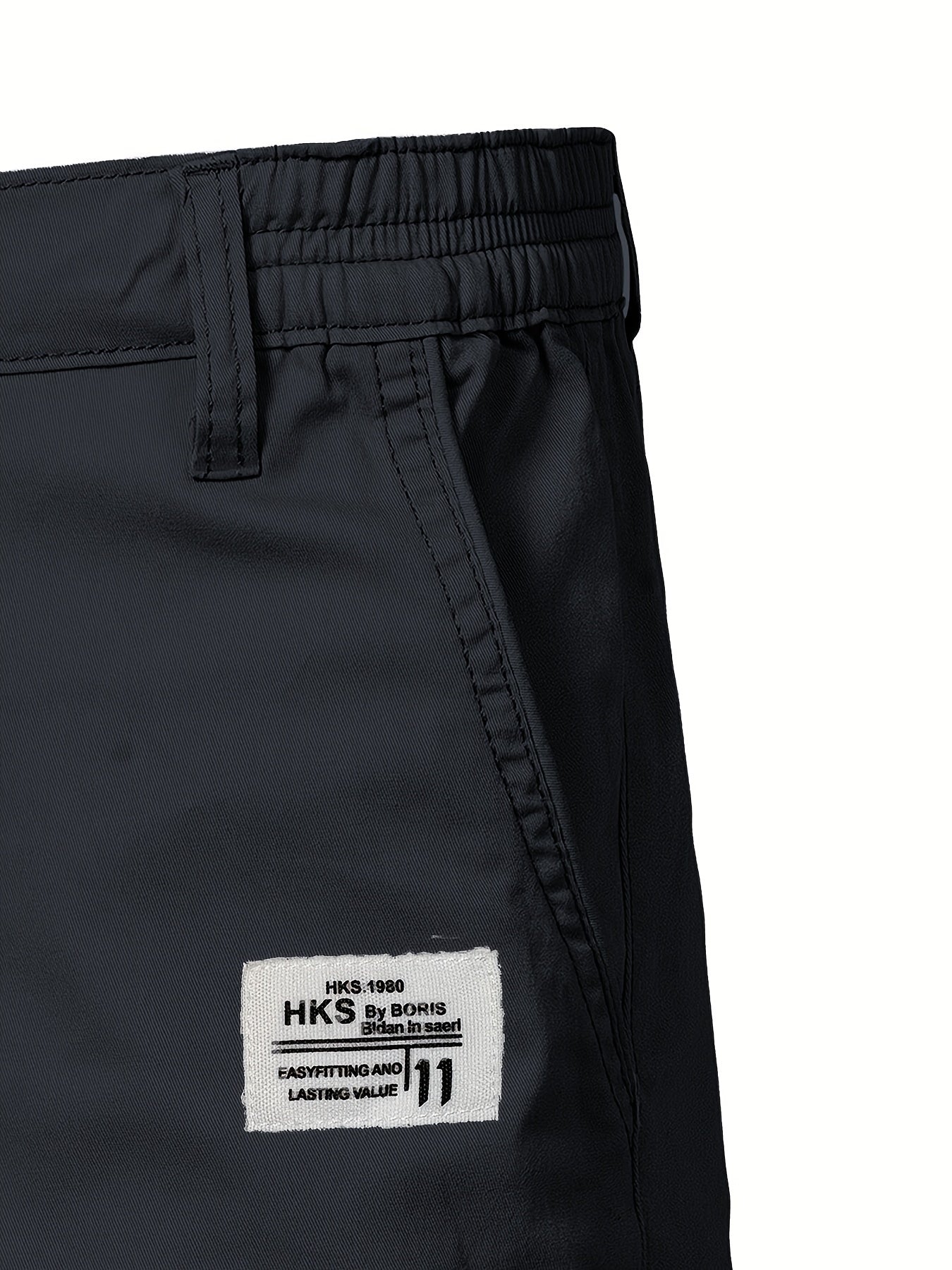 Men'S Classic Solid Color Polyester Short Pants, Casual Golf Wear, Mid Waist, Regular Fit, Slight Stretch Fabric, with Pocket