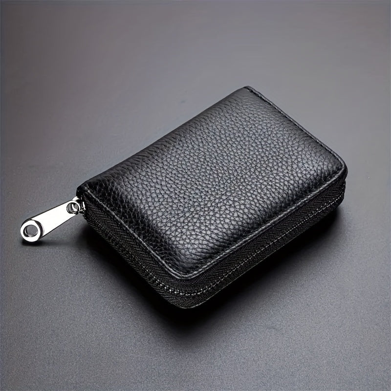 Mini Minimalist Classic Zipper Wallet, Textured Zipper Around Coin Purse, Solid Color Credit Card Holder