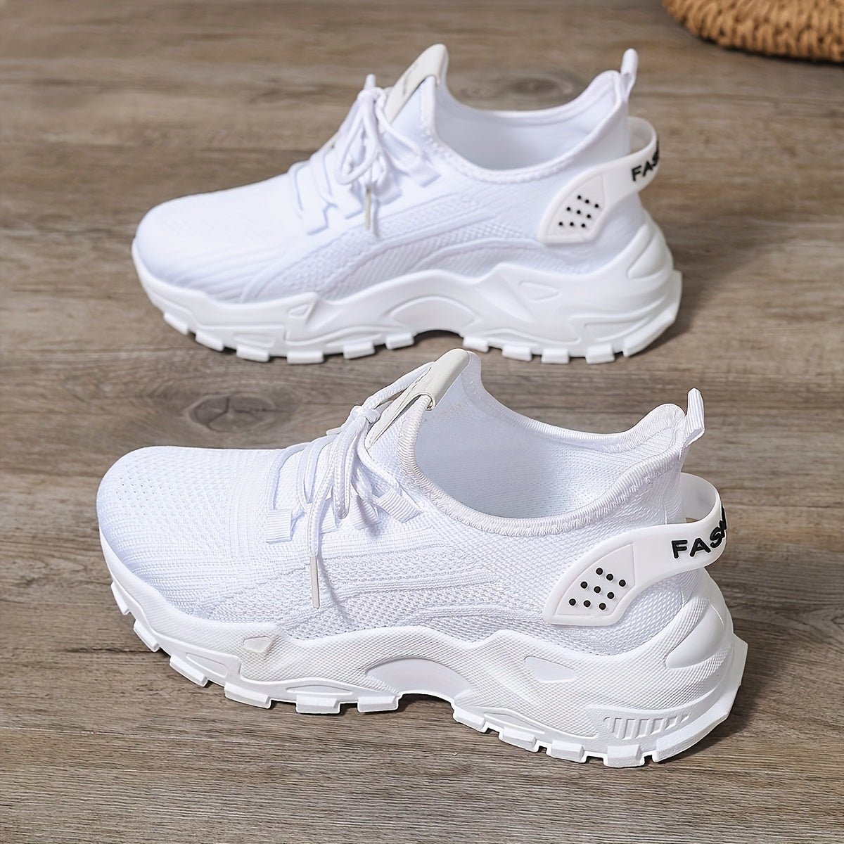 Women'S Breathable Knit Mesh Sneakers - Lightweight Running Shoes with Non-Slip EVA Sole - Comfortable All-Season Casual Walking Footwear, Black & White Options, Low-Top Lace-Up Design, Walking Shoes