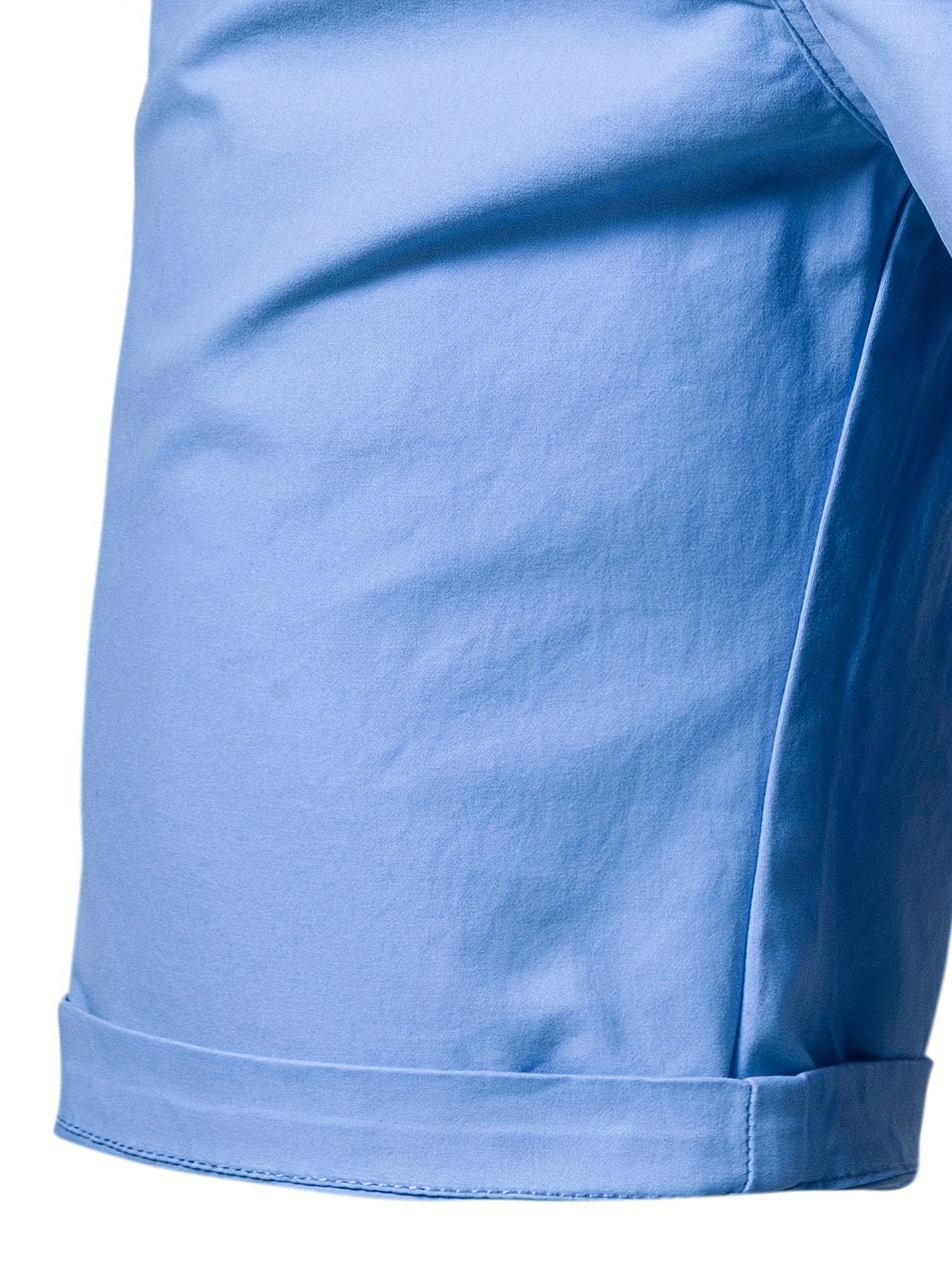 Men's Classic Fit Cotton Twill Flat Front Solid Chino Short With Slant Pockets And Elastic Waist
