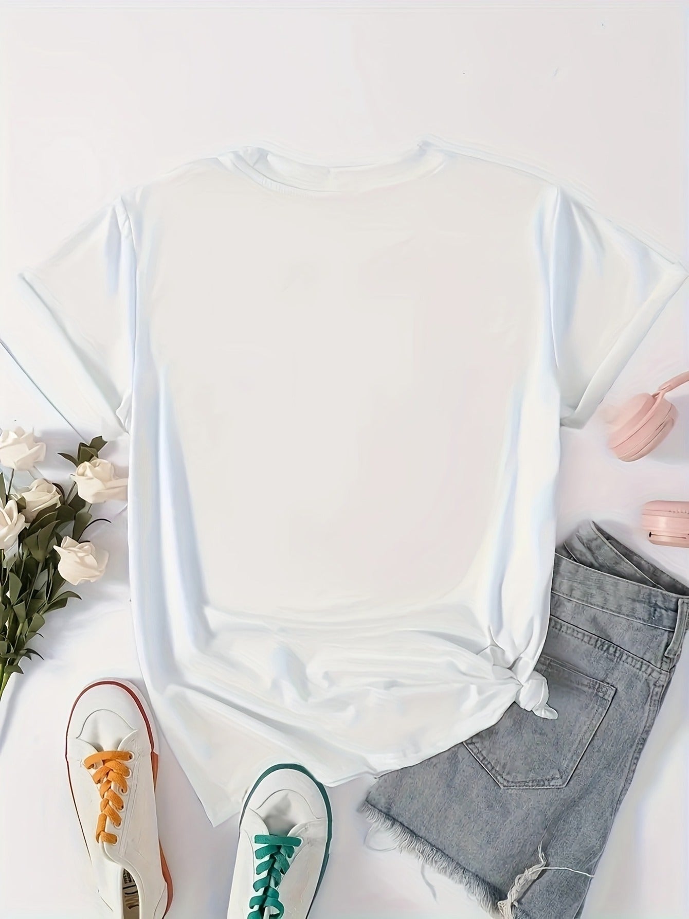 Casual Cotton Cartoon Graphic Round Neck Short Sleeve Tee