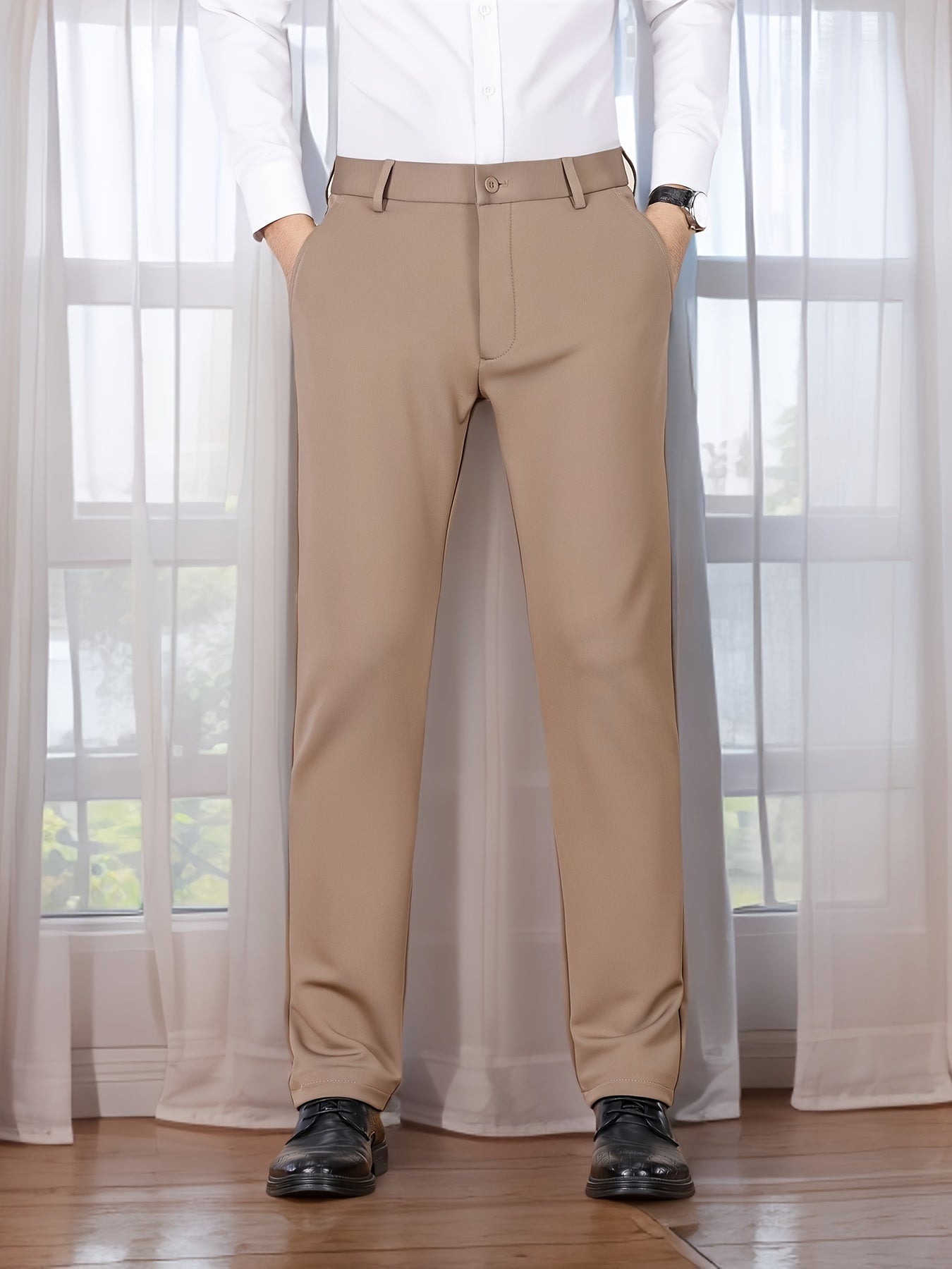 Versatile Men's Straight-Leg Pants - Casual & Business Formal, Stretch Fabric, Perfect for Any Occasion
