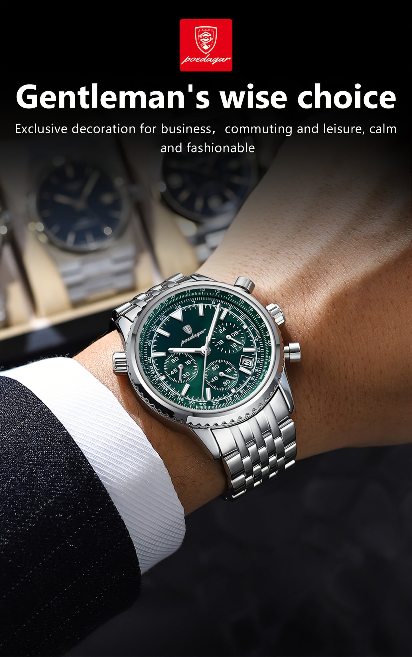 The New 2024 Waterproof Luminous Calendar Stainless Steel Chronograph Quartz Watch from Baida Is a High-End, Powerful, And Trendy Quartz Wristwatch for Men.