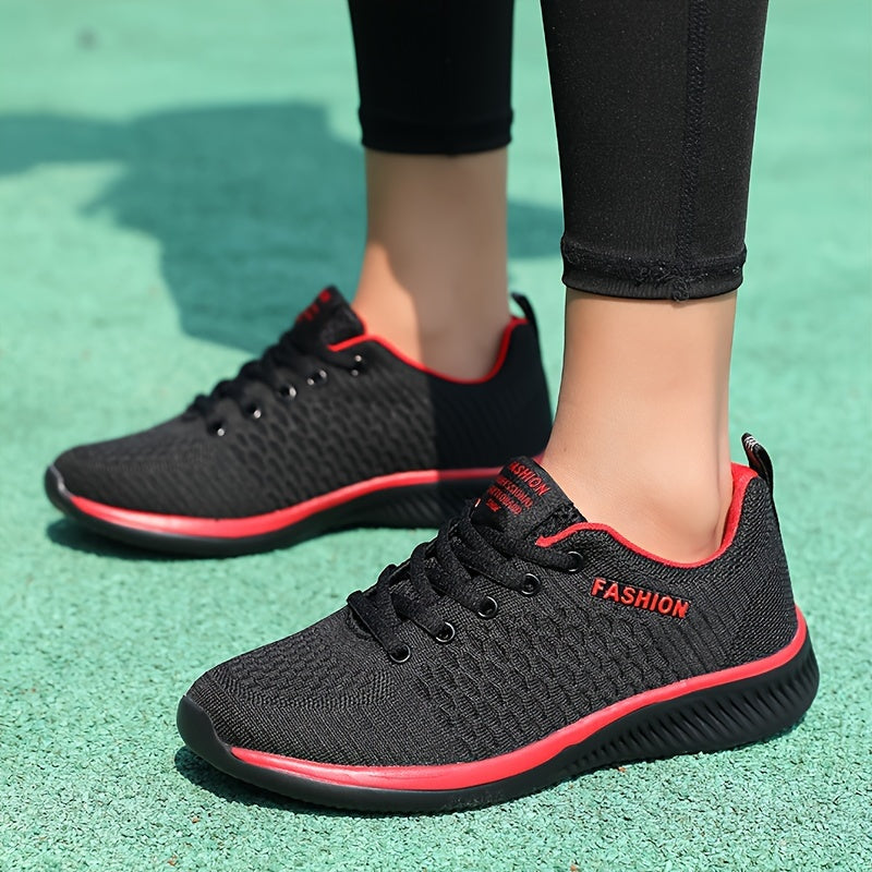 Women's Lightweight Lace-Up Casual Sneakers, Breathable Soft Sole Platform Lace Up Walking Shoes, Comfortable Fashion Footwear plus size