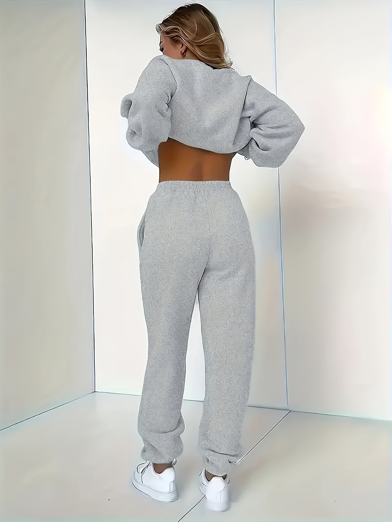 FLS1021WN10 Hoodie with Fleece, European And American Women'S Autumn And Winter Fashion, Printed Casual Sports Two-Piece Set.