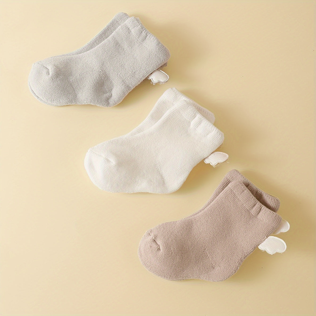 3 Pairs Cozy Terrycloth Cartoon Youngsters Socks - Thick Mid-Calf, Candy Colors (White, Pink, Light Gray), Soft & Warm for Autumn/Winter, Hand Wash Only, Youngsters Socks