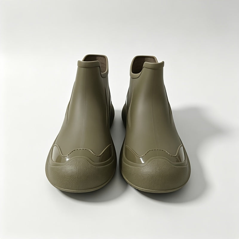 Men's All-Season PVC Ankle Rain Boots for Outdoor Use