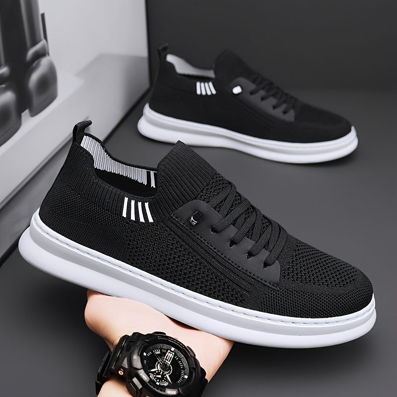 Men'S Breathable Knit Mesh Running Shoes - Anti-Odor Casual Sneakers with Soft EVA Sole, Round Toe Design Low-Top Lace-Up for Jogging, Hiking, Outdoor Daily Wear - Khaki/Black/Gray, Jogging Shoes