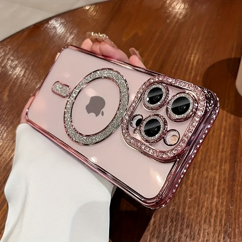 Նոր ոճի Magnetic բջջային հեռախոսի պատյան Rhinestones-ի համար iPhone 16 15 14 13 12 11 Plus Pro Max-ի համար