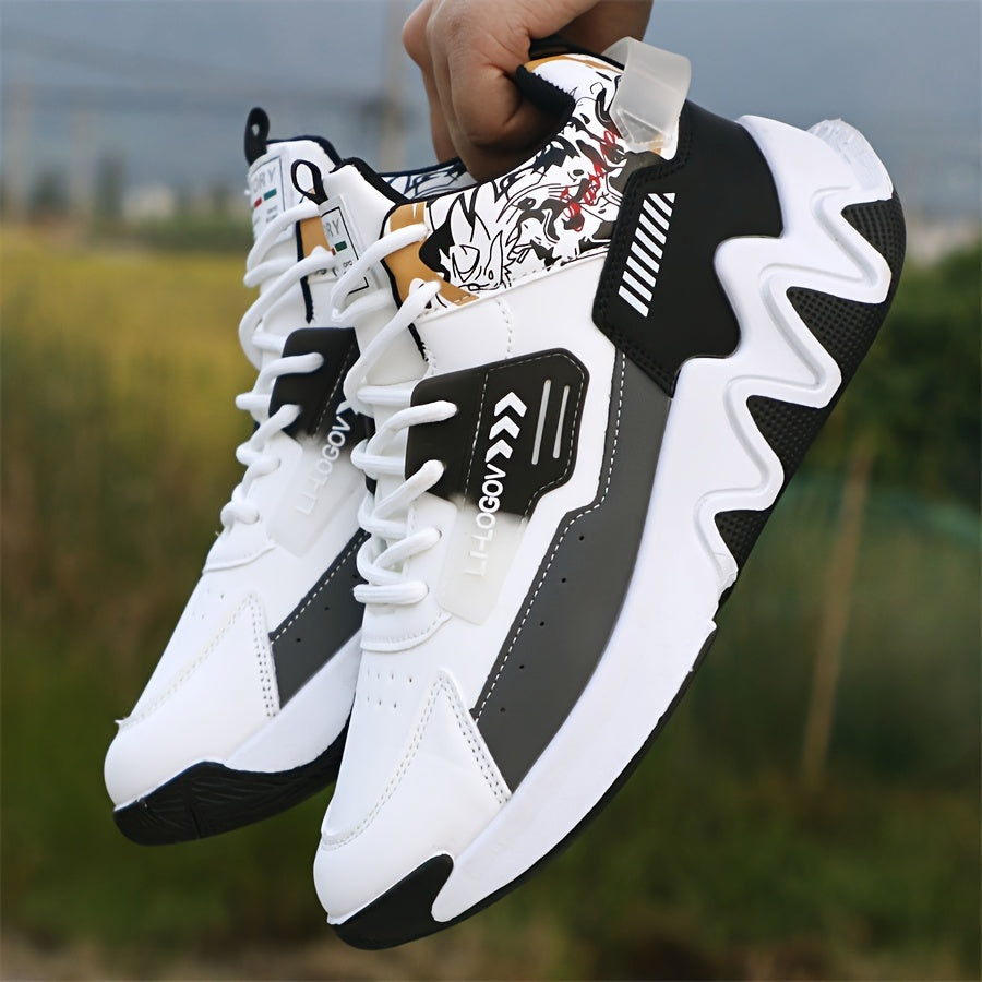 Men'S Stylish High-Top Sneakers with "WOD" Logo - Comfortable, Non-Slip Lace-Up Athletic Shoes for Outdoor Activities, All-Season Wear, Casual Sports Style, Rubber Sole, Fabric Upper, Casual Athletic Shoes Stylish High Top