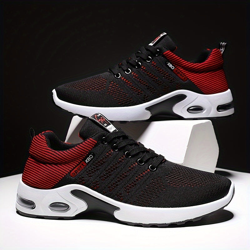 Men'S Breathable Mesh Air Cushion Sneakers - Durable Lace-Up Running Shoes with PVC Sole, Fabric Inner & Upper, for Outdoor Sports and Casual Wear, Low-Top Design, All-Season Comfort, Allseason Running Shoes|Modern Casual Sho