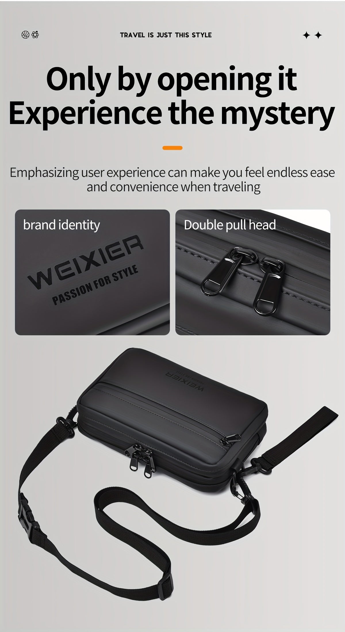 WEIXIER Unisex Fashion Messenger Bag, Shoulder Satchel with Detachable Strap, Polyester Lined, Business Briefcase for Commuting Outdoor, Ideal Gift for Husband Or Boyfriend