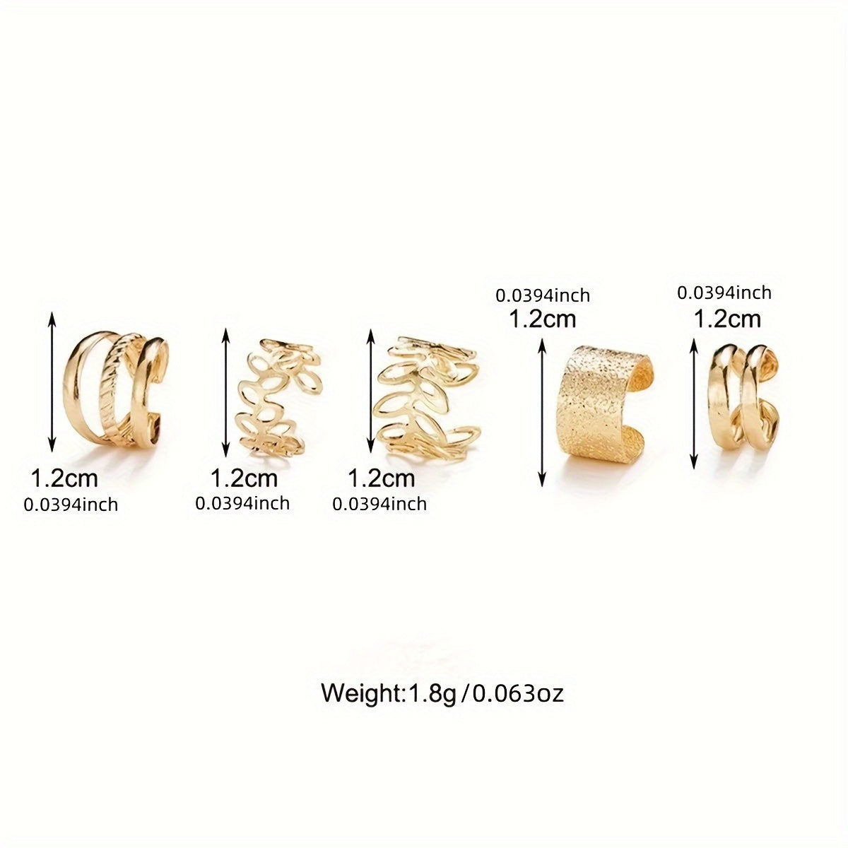 5pcs/set Fashion Trendy Design Classic Elegant Women's Ear Cuff, Iron Jewelry Set, For Women Daily Party Holiday Wearing