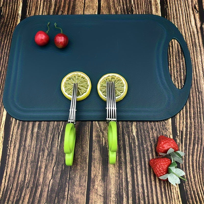 3-Layer Stainless Steel Kitchen Scissors - Versatile Onion & Herb Shredder for BBQ & Indoor Use, Durable with Protective Cover & Built-in Cleaning Agent