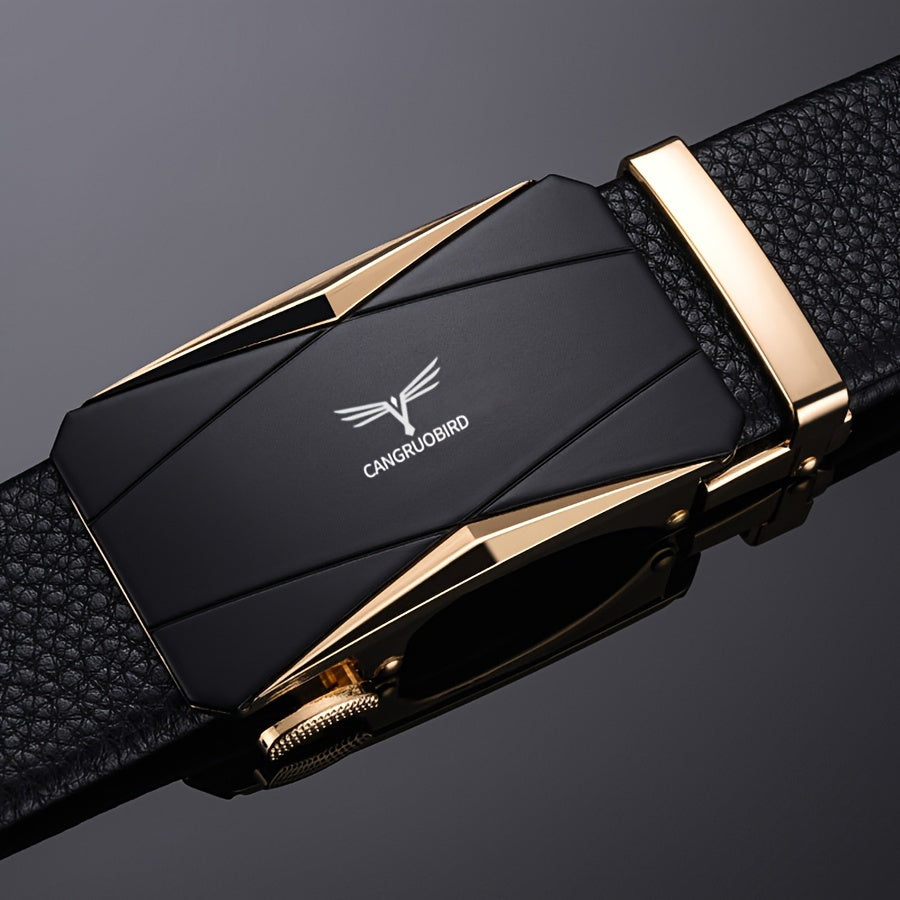 Men'S Fashionable Automatic Buckle Belt - Black, Adjustable, PVC Material, Stylish Design for Casual Attire, Casual Attire Accessory | Modern Casual Belt | Durable Belt Material, Belts for Men