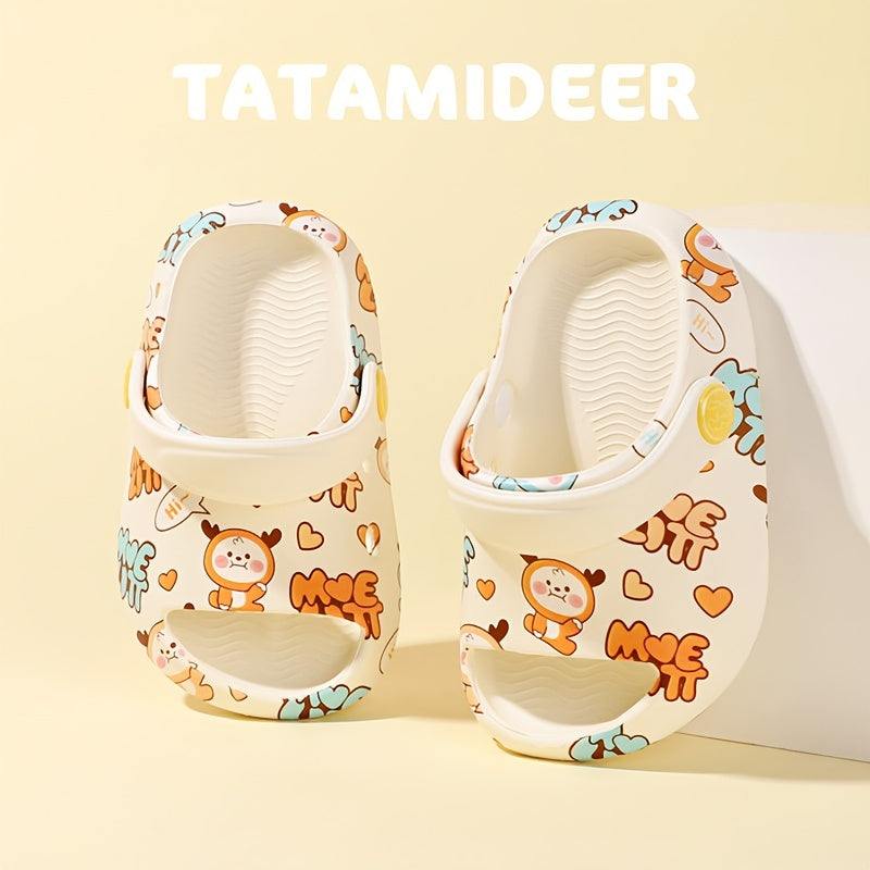 TATAMIDEER Unisex Kid's Open Toe Breathable Slippers, Comfy Non Slip Adorable Slides For Boy's & Girl's Outdoor Activities