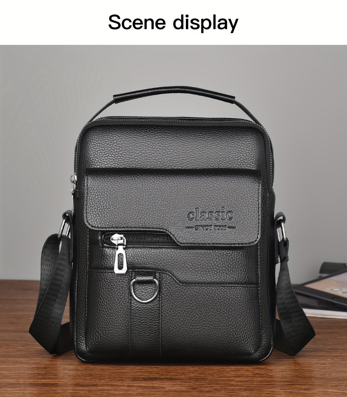 New Men's Crossbody Bag Messenger Bag with Mahogany Pattern Large Capacity Design PU Material Men's Casual Retro Adjustable Shoulder Bag for Going Out Valentine's Day Gift for Husband or Boyfriend