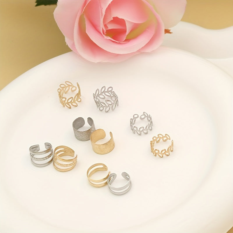 Set Of 5 Vintage C-shaped Ear Studs Without Ear Holes, Unique Ear Clip Set