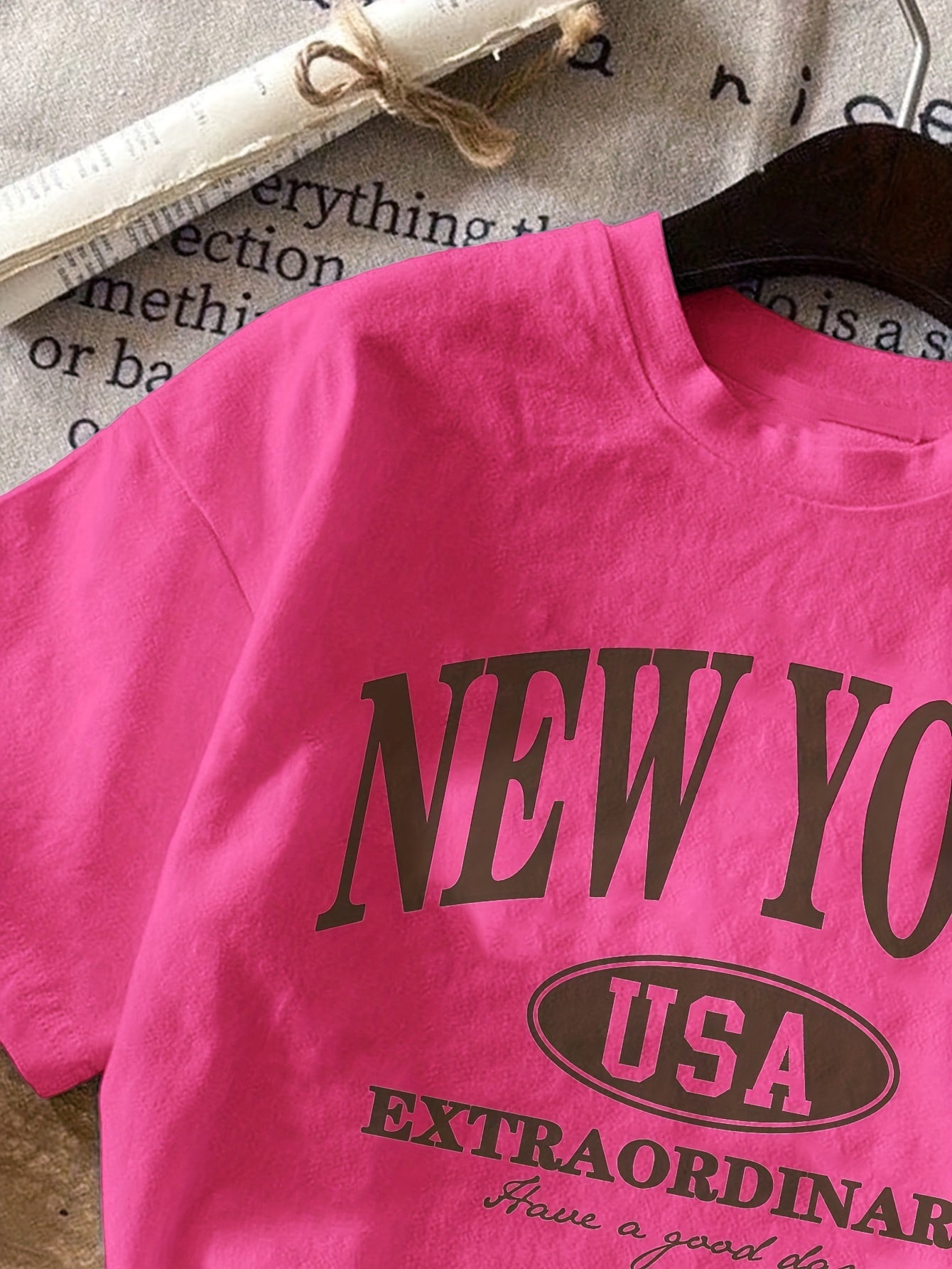 Ladies' Casual T-shirt With Letters, NEW NY USA Pattern, Circular Nect, Summer And Spring Fashion Clothing